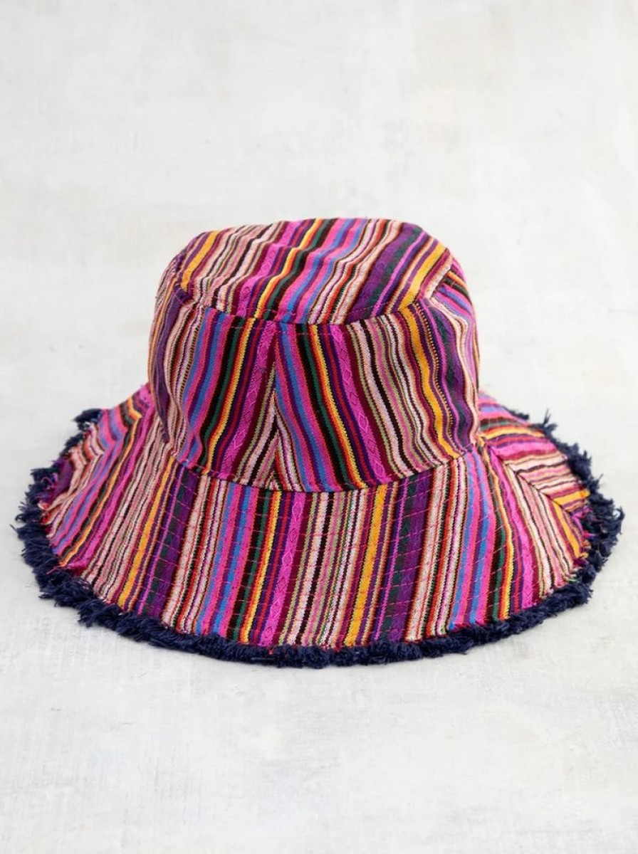 Styling Lazy Suricata | Woven Bucket Hat Pink Multi Stripe