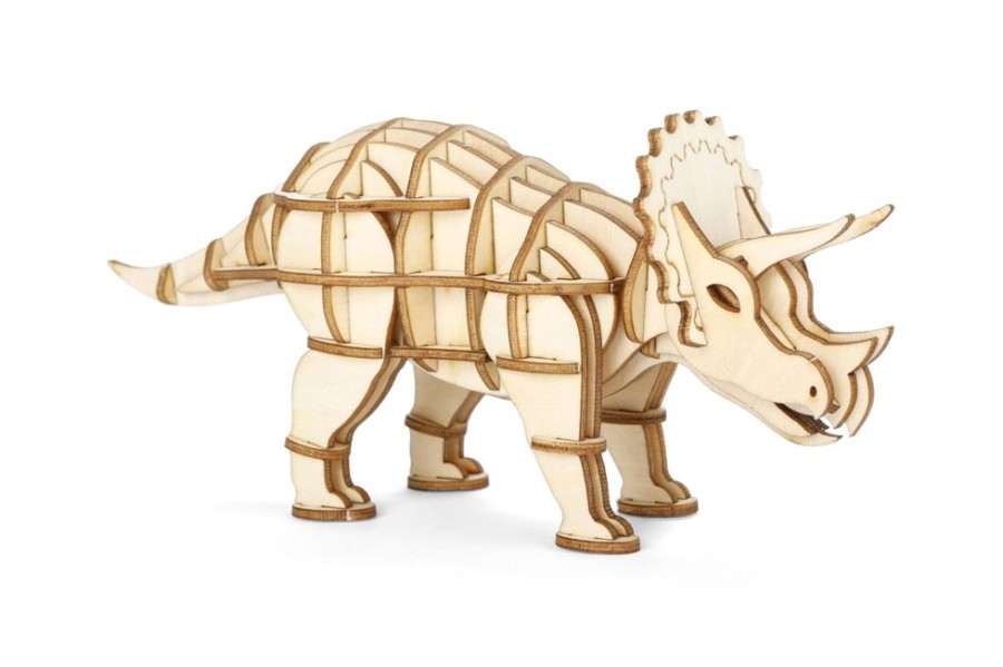 Kikkerland Lazy Suricata | Triceratops 3D Wooden Puzzle