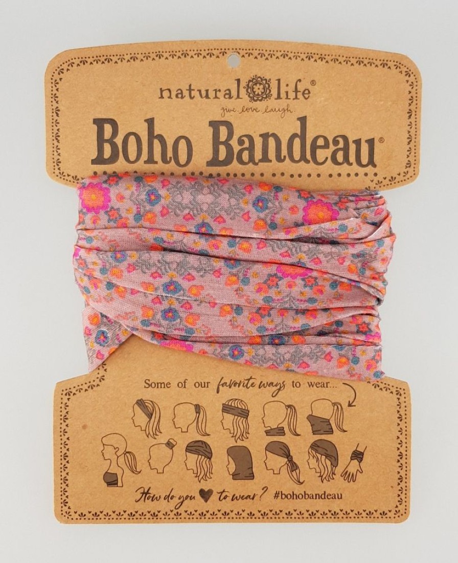 Accessories Lazy Suricata Bandeaus | Boho Bandeau Pink Flower Stamp