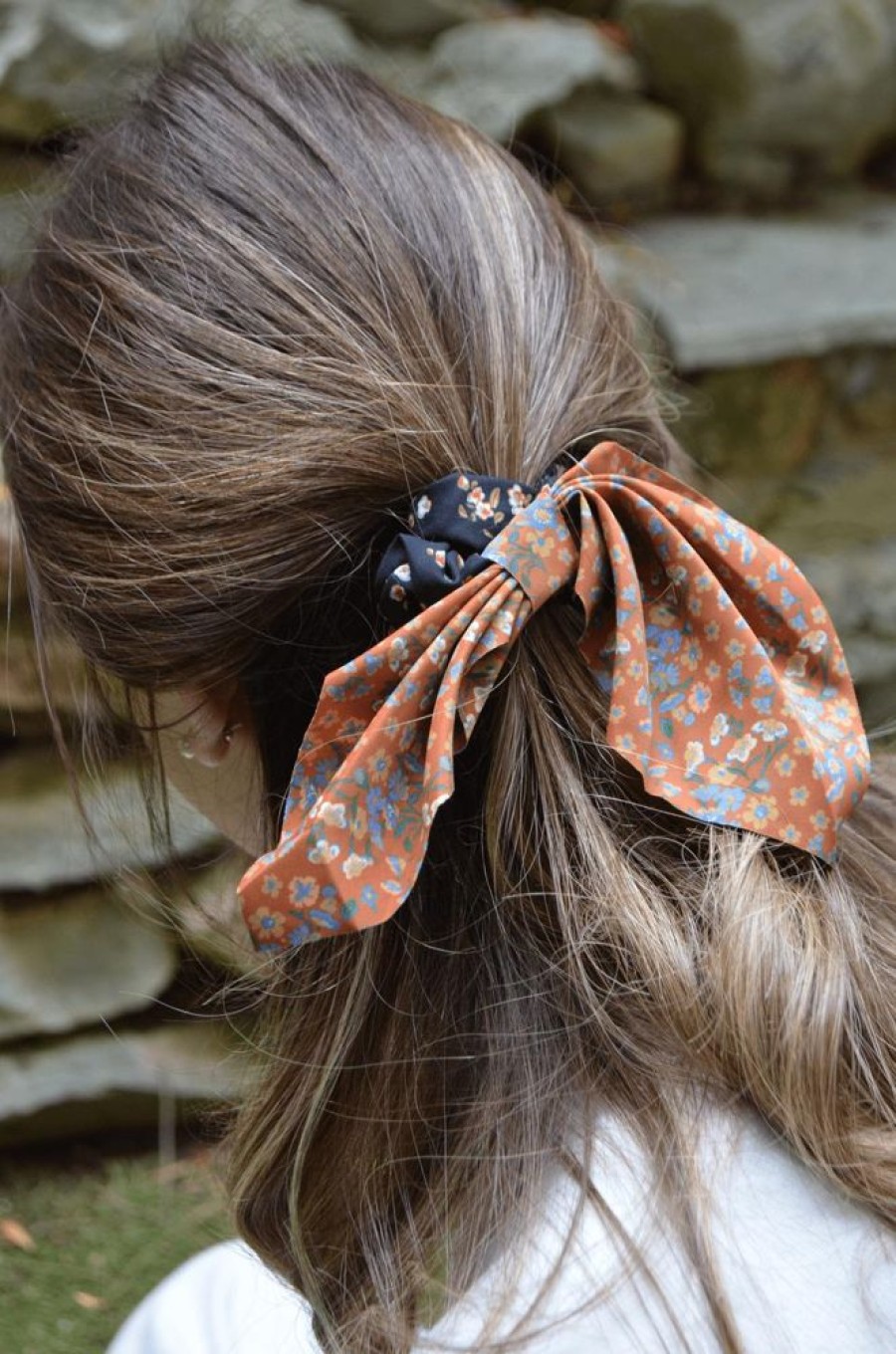 Accessories Lazy Suricata Scrunchies | Mixed Print Tie Scrunchie Black/Yellow