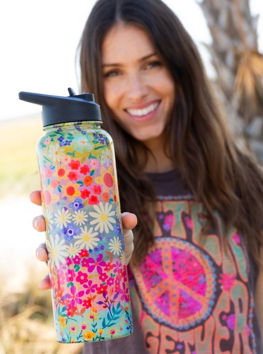 Home Lazy Suricata Water Bottles & Tumblers | Xl Water Bottle Wildflower Border