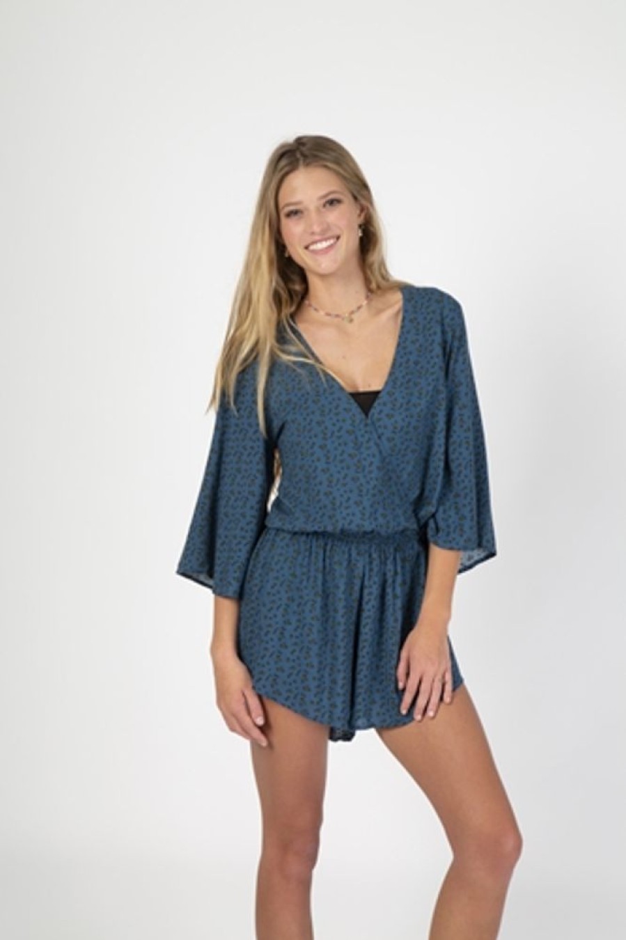 Styling Lazy Suricata | Romper M Dusty Blue Calico