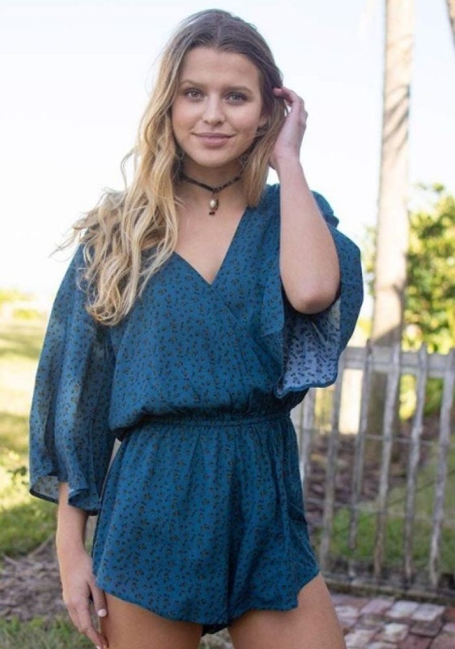 Styling Lazy Suricata | Romper M Dusty Blue Calico