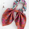 Accessories Lazy Suricata Scrunchies | Mixed Print Tie Scrunchie Fuchsia/Light Blue